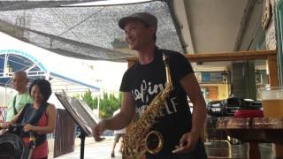 香港長洲色士風街頭表演Hong Kong Cheung Chau saxophone street performances