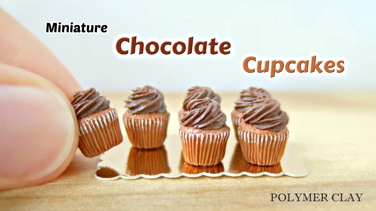 Miniature Simple Chocolate Cupcakes Polymer Clay Tutorial Youtube