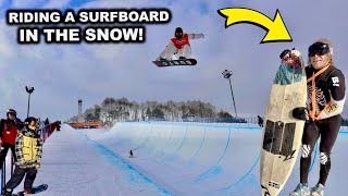 I GOT KICKED OFF THE SKI MOUNTAIN FOR SURFING THE HALFPIPE!