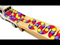 Dump Truck Marble Run Race ASMR with Bouncy Balls, Racing Cars in Water Slide l Satisfying Video