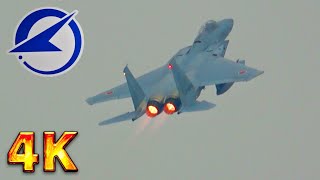 【4K】 アフターバーナーのパワーがすごい！！超低速からいっきに加速・急上昇するF-15J 【航空自衛隊】