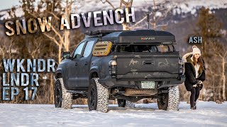 Couple goes SNOW CAMPING - WEEKENDERLANDER EP 17 - Tacoma Mini Overland Adventure