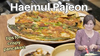 Extra crispy haemul pajeon (해물파전) - Seafood scallion pancakes!