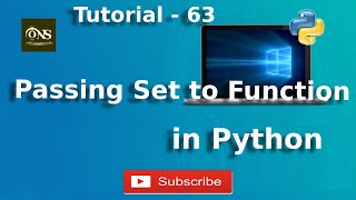 Passing Set to Function in Python || Tutorial - 63 || Python Tutorial