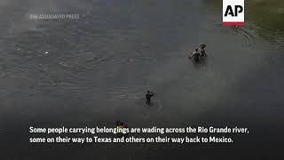 Drone video shows Haitian migrants on Texas border