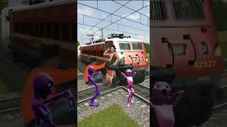 Girl,funny man,Spiderman and Gorilla Dancing on track try to stops the train#shorts