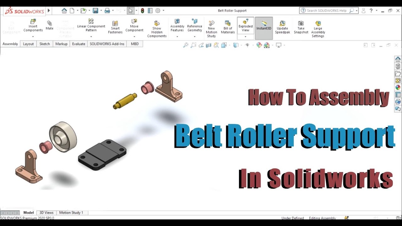 Solidworks 2020 : How To Assembly Parts Of Belt Roller Support #ภาษาไทย ...