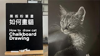 【示範】黑板粉筆畫動物｜寫實素描｜如何畫猫