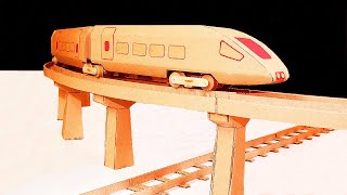 How to Make Cardboard High Speed Train And Railway Cardboard Bridge