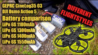 CineLog35 6S O3 Battery Comparison Flight Time