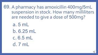 PTCB PTCE Practice Test Question 69 - Suspension Dose Math Calc (Pharmacy Technician CPhT Test Prep)