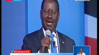 Raila Odinga makes his closing remarks at the Presidential Debate 2017