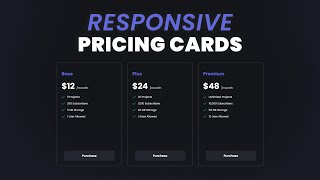 Responsive Pricing Cards Using HTML and CSS