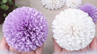 【Origami flowers】How to make pom pom  flower with paper｜AyaWangPaper