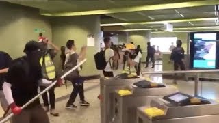 Radical protesters damage HK's Wan Chai MTR station