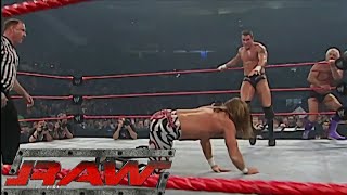 Evolution And Mark Henry Vs Goldberg And Shawn Michaels Raw Oct 132003