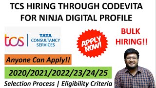 TCS Hiring Through Codevita | Biggest TCS Hiring | Ninja & Digital Role 🔥🔥