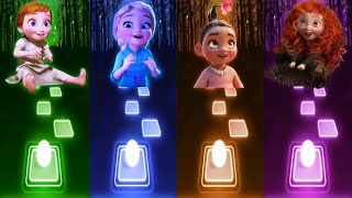 Baby Anna Vs Baby Elsa Vs Baby Moana Vs Baby Merida |  Princess Disney  | Elsa Songs |  Tiles Hop