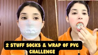 2 Stuff Socks \u0026 Mouth Wrap With Tape Challenge | #aqsaadil #challenge #beauty #awareness