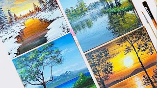 4 Seasons Acrylic Painting / Easy Painting For Beginners