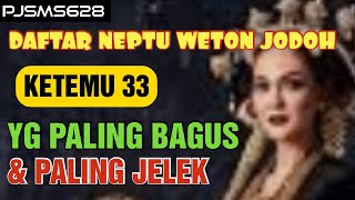 Daftar Neptu Weton Jodoh Ketemu 33 Yg Paling Bagus \u0026 Paling Jelek | PJSMS628