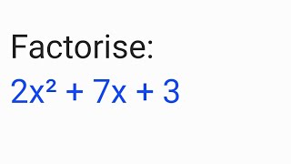 Factorise 2x² + 7x + 3 | class 9th maths chapter 2 polynomial