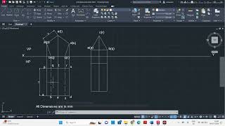 Projection of Solids - 3 || AutoCAD || Condition: Axis Perpendicular to VP and Parallel to HP