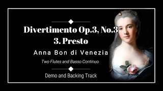 3. Presto - Divertimento Op 3 No.3 - Anna Bon di Venezia - Demo and Backing tracks.