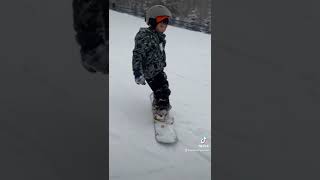 Kid learns how to snowboard #snowboard #snowboarders #snowboarding #canada #tiktok #tiktok #kids