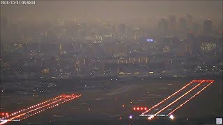 2018.10.21 朝の航空灯火点検｜大阪空港ライブカメラ