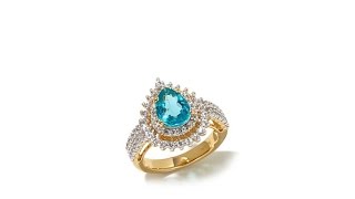 Rarities 2.55ctw Apatite and White Zircon Vermeil Ring