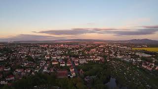 Zittau und Olbersdorfer See von oben, Sachsen, Oberlausitz, Aufnahme mit Drohne