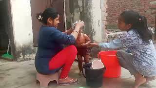 My baby bath video Indian style || Bathing at home