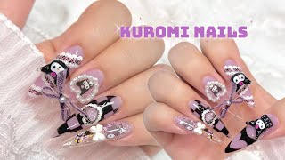 sub) Kuromi Nails💜 | 쿠로미 테마 네일 | 셀프네일 | 네일아트