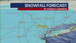 How much will it snow Sunday in NYC?