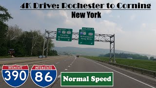 4K Drive: Rochester to Corning, New York ASMR.  I-390 \u0026 I-86. Interstate 390 \u0026 Interstate 86.