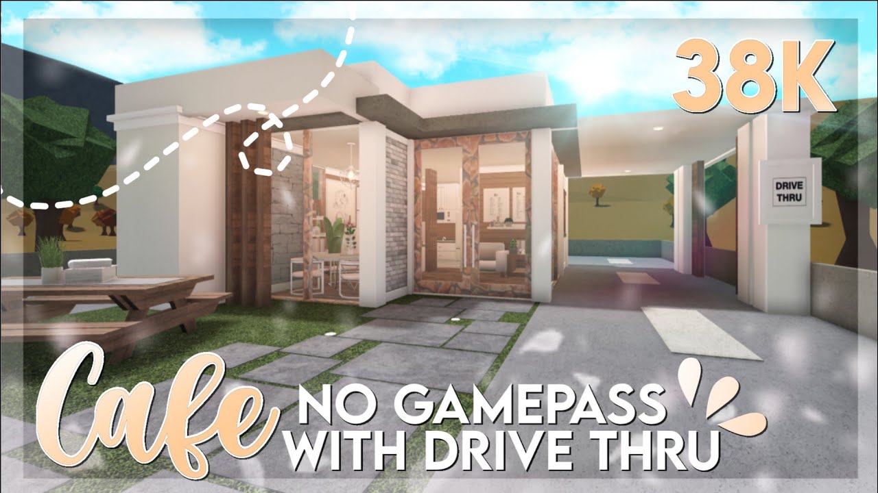 No Gamepass Modern Cafe With Drive Thru | Bloxburg Speedbuild - YouTube