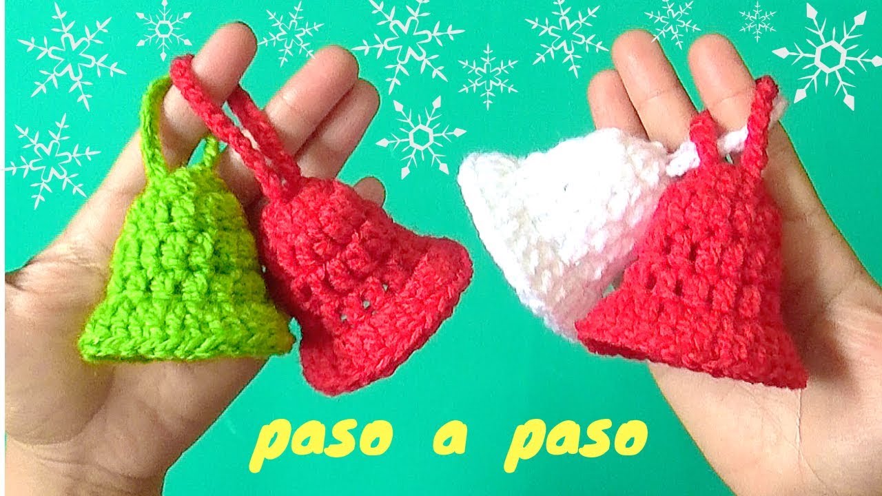 CAMPANAS NAVIDEÑAS TEJIDAS A CROCHET PASO A PASO PARA DECORAR - YouTube