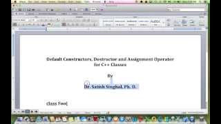 C++ Classes Copy Constructor, Assignment operator and Destructor Part 1