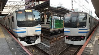 E217系Y-129編成+Y-34編成 快速逗子行き 稲毛駅発着シーン