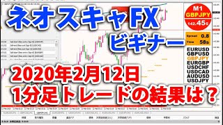 「ネオスキャルピングFX」2020年2月12日リアルトレード動画。とにかくトレードチャンスが多い！１分足なので小さい利益をどんどん積み重ねられる。