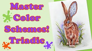 Learn Triadic Color! Coloring Ohuhu Markers and Colored Pencils