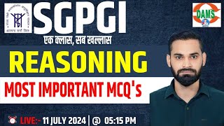 Reasoning | SGPGI Nursing Officer Most Important Question's #1| By Hooda Sir | DAMS Nursing