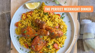 Indulge in the Irresistible Sticky Chicken Drumstick and Garlicky Orzo Pilaf Recipe