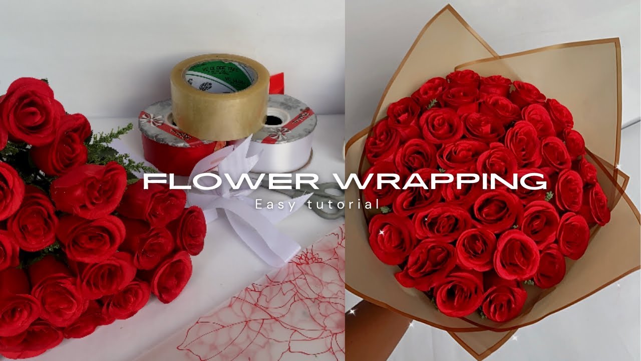 How To Wrap A Flower Bouquet Easy Flower Wrapping Tutorial Diy