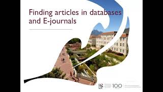 Finding articles using subject specific databases and e-journals