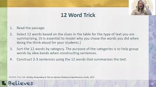 MS and HS Session 6 - Building Comprehension - Writing Summaries