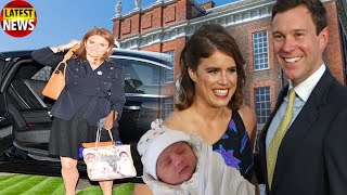 Mom Sarah Ferguson travels to Princess Eugenie's house to help her take care of her newborn baby