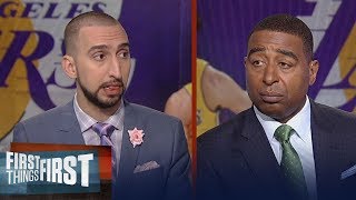 Nick and Cris react to Golden State's win without Curry, Lakers benching Lonzo | FIRST THINGS FIRST