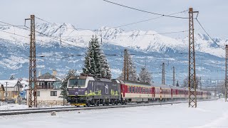 Krásné zasněžené Tatry a vlaky